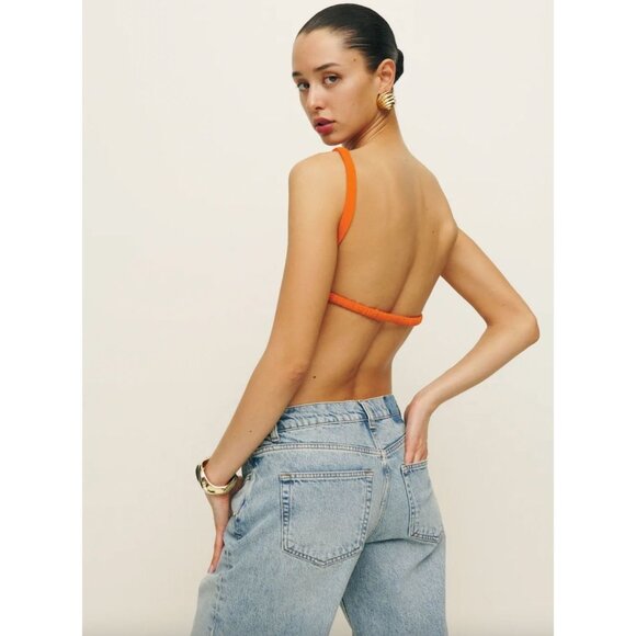 Reformation Cairo Knit Top S Citrus Summer Vacation Festival Stretch Vibrant - Picture 6 of 7